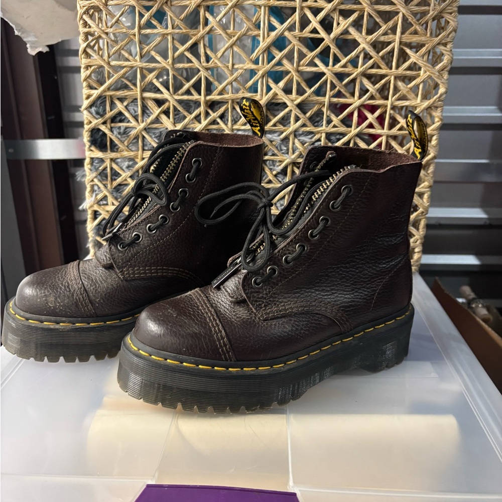 Dr. Martens Dark Brown Leather platform Combat Boots